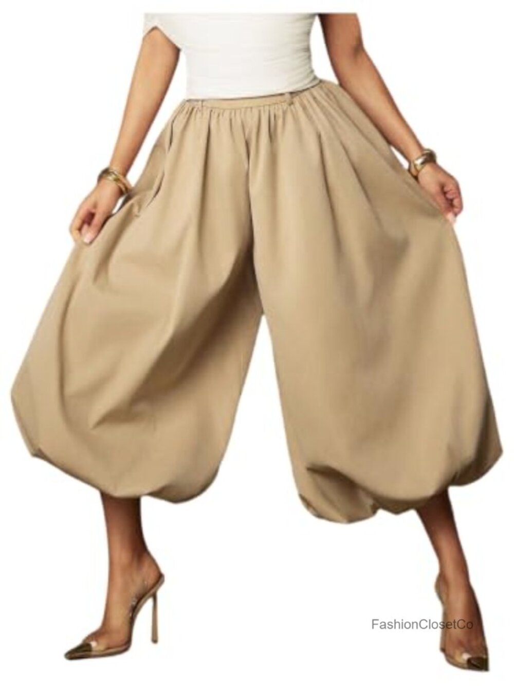 High Waisted Baggy Balloon Pants Y2K Wide Leg Palazzo Harem Loose Casual